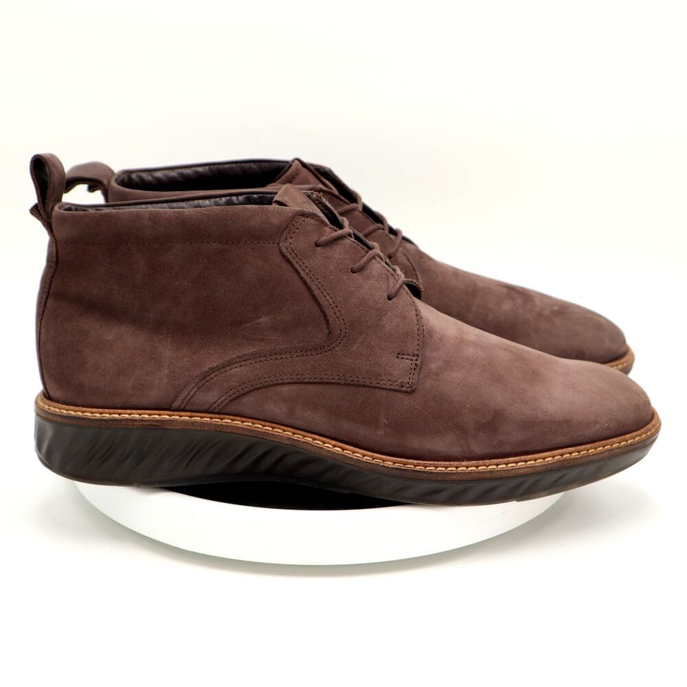 Ecco ST. 1 Hybrid Mens Size 12 EU 46 Shoes Dress Brown Suede Chukka Lace up